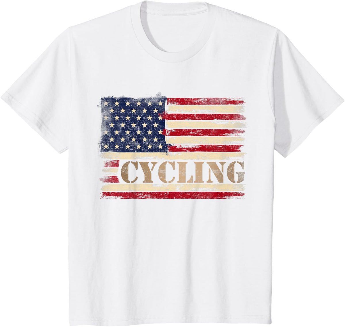 Retro Cycling Bold Text USA Flag Bicycle Bike T-Shirt - White