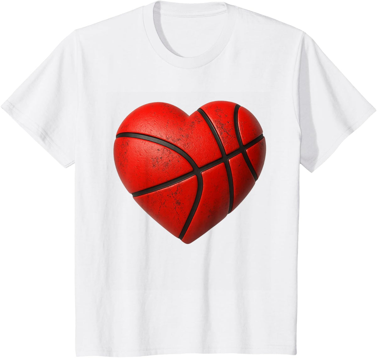 Basketball Heart Shape Valentines Day Love Boys Men T-Shirt - White