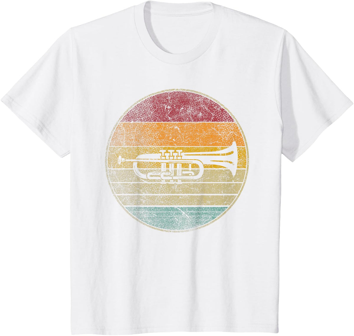 Jazz Shirt Fest Festival Sun Retro Music Trumpet Musician T-Shirt - White