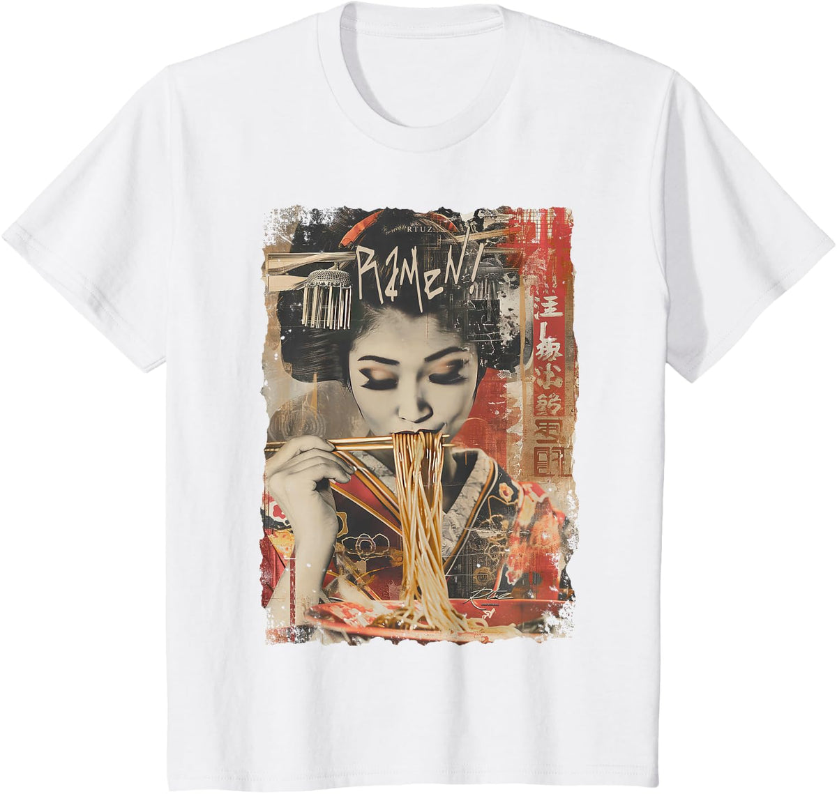 Ramen Noodles Kawaii Japan Fashion Y2K Otaku Manga Anime T-Shirt - White