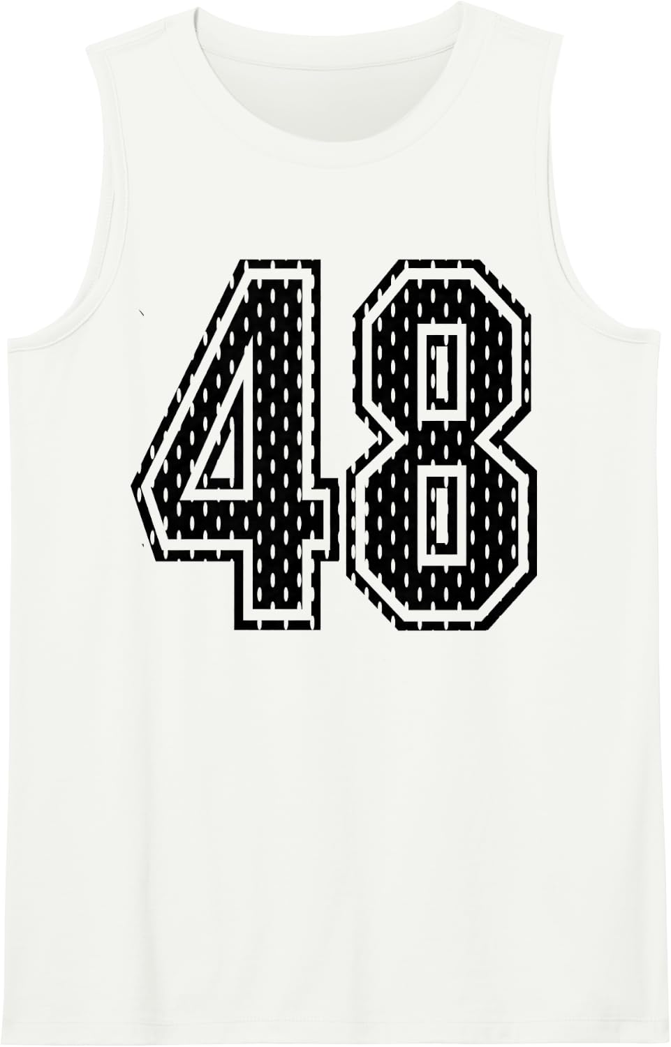 Black Number 48 Sports Fan #48 Jersey Shirt Team Player Tank Top - White