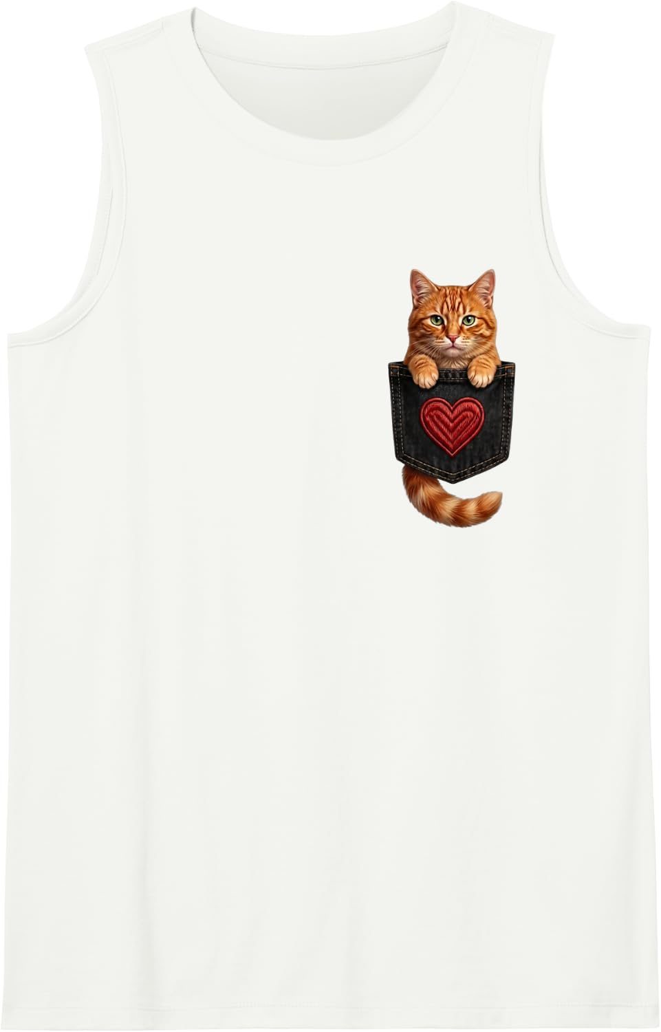 Cute Tabby Cat Pocket Funny Cat Mom Cat Dad Cat Lover Tank Top - White