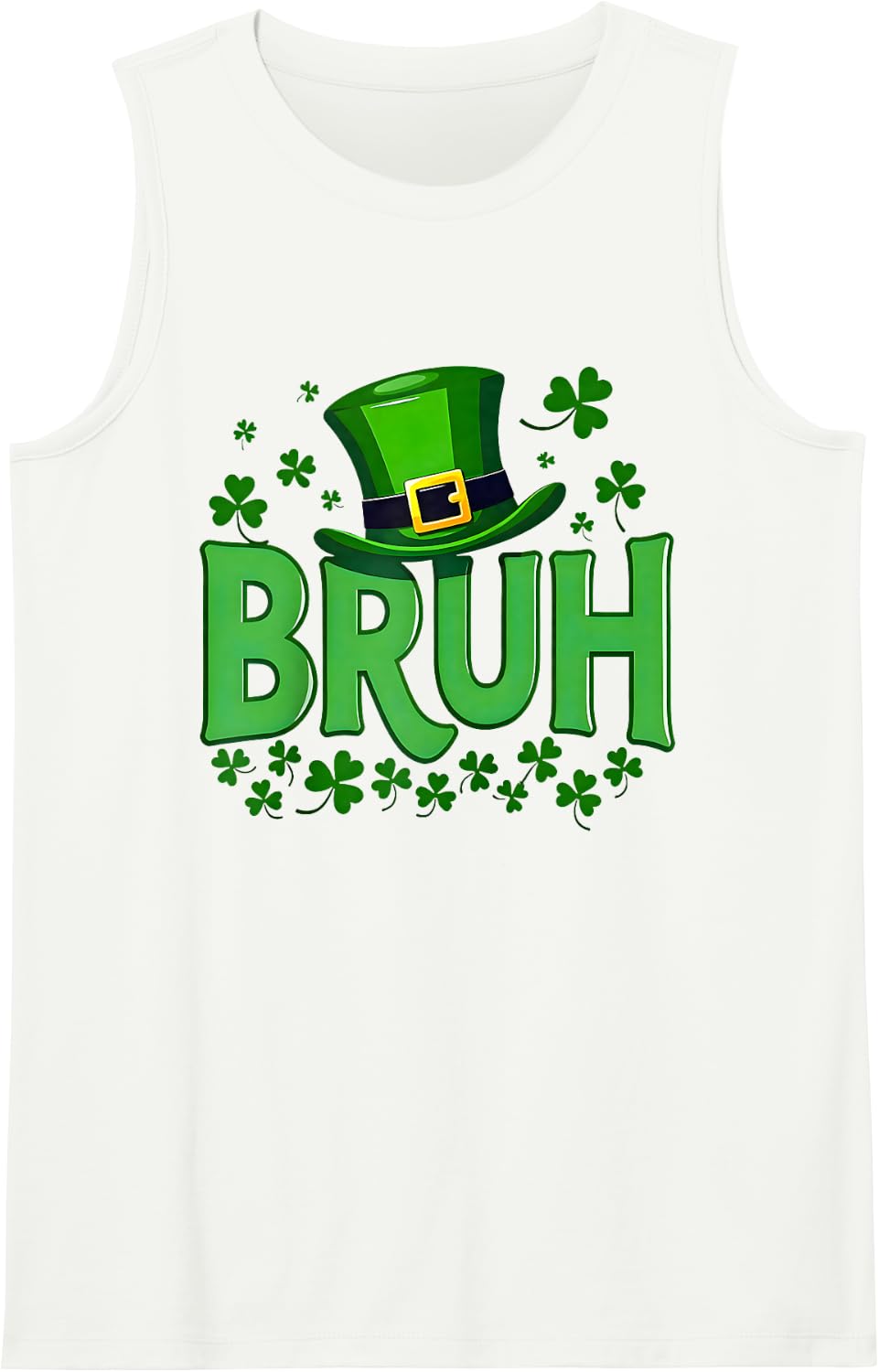 Bruh Dabbing Shamrock Clover St Patricks Day Teens Boys Kids Sleeveless Tank Top - White