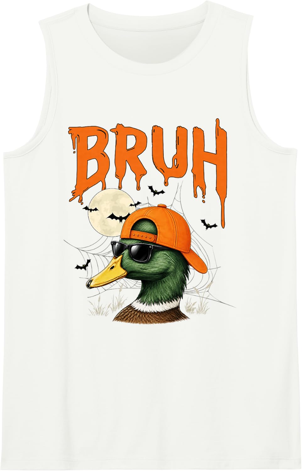 Halloween Bruh Mallard Duck Hunting Costume Boys Kids Mens Sleeveless Tank Top - White