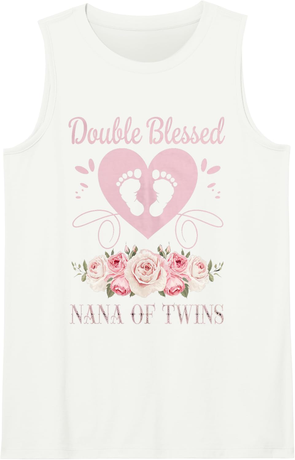Nana of Twins Double Funny Blessed Grandma of Twins Tank Top - White