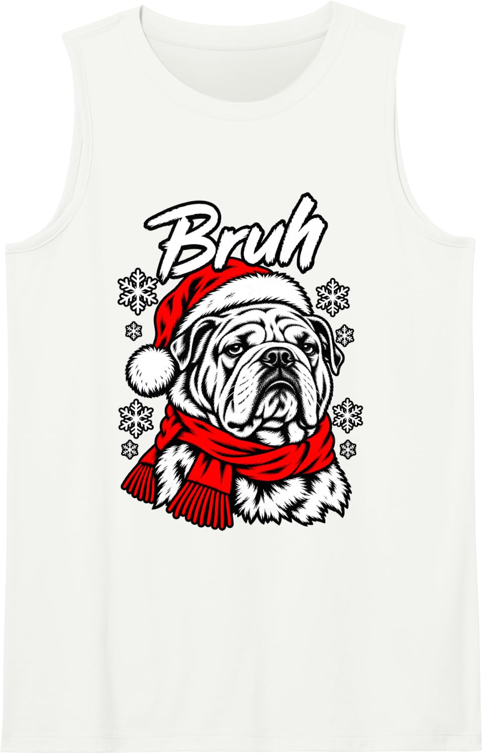 Bruh Deadpan Bulldog Christmas Dog Tee Sleeveless Tank Top - White
