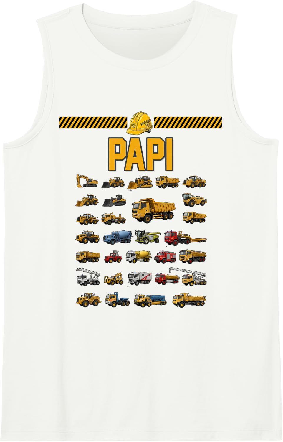 Construction Truck Excavator Papi Birthday Men Kid Famil Tank Top - White