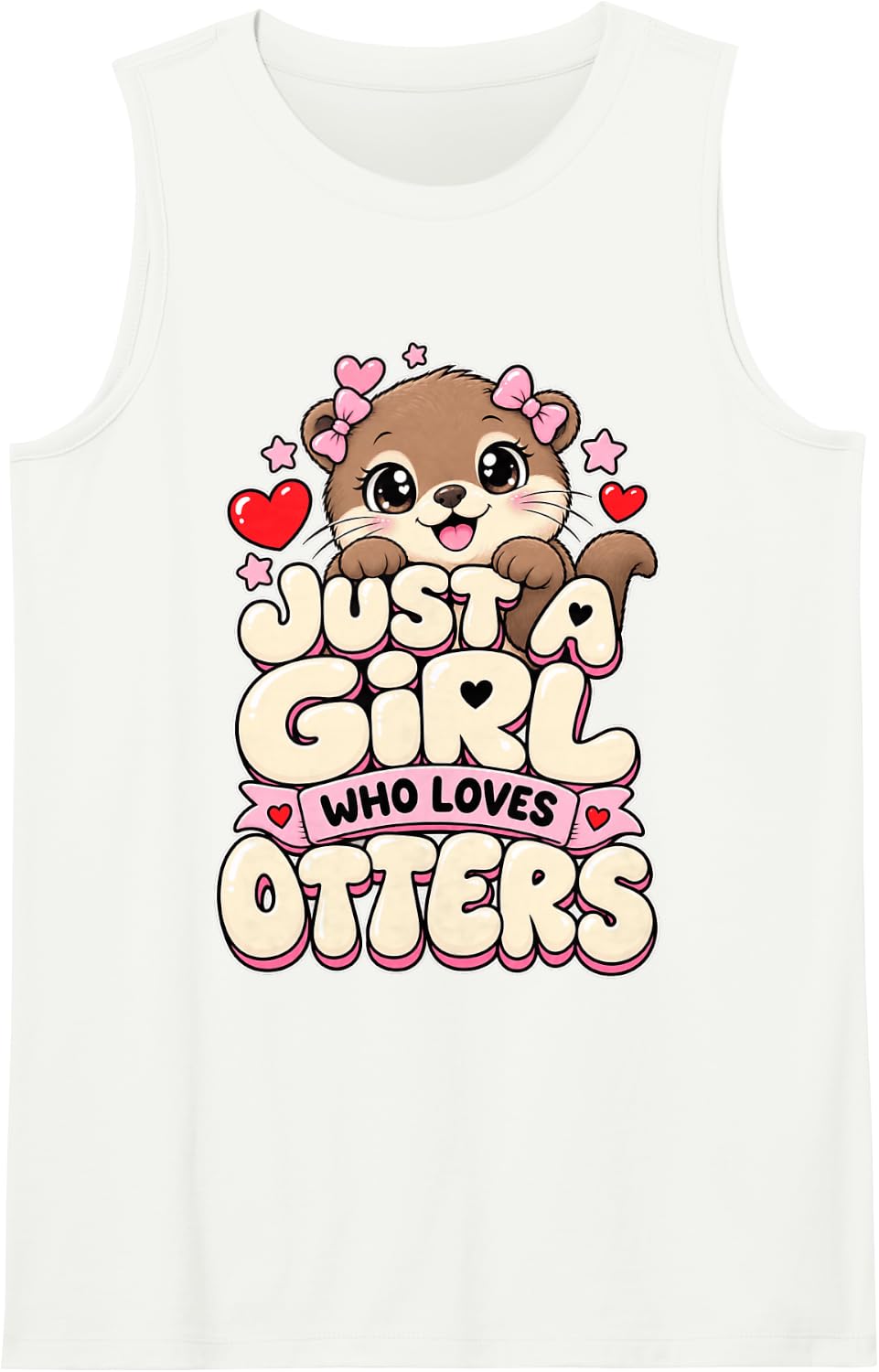 Women's Just A Girl Who Loves Otters Shirt - Funny Otter Sleeveless Tank Top - White