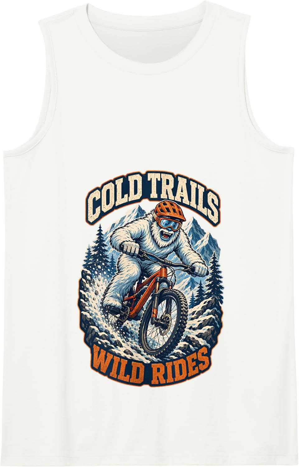 Cold Trails Wild Rides Funny Yeti Mountain Bike MTB Cycling Tank Top - White