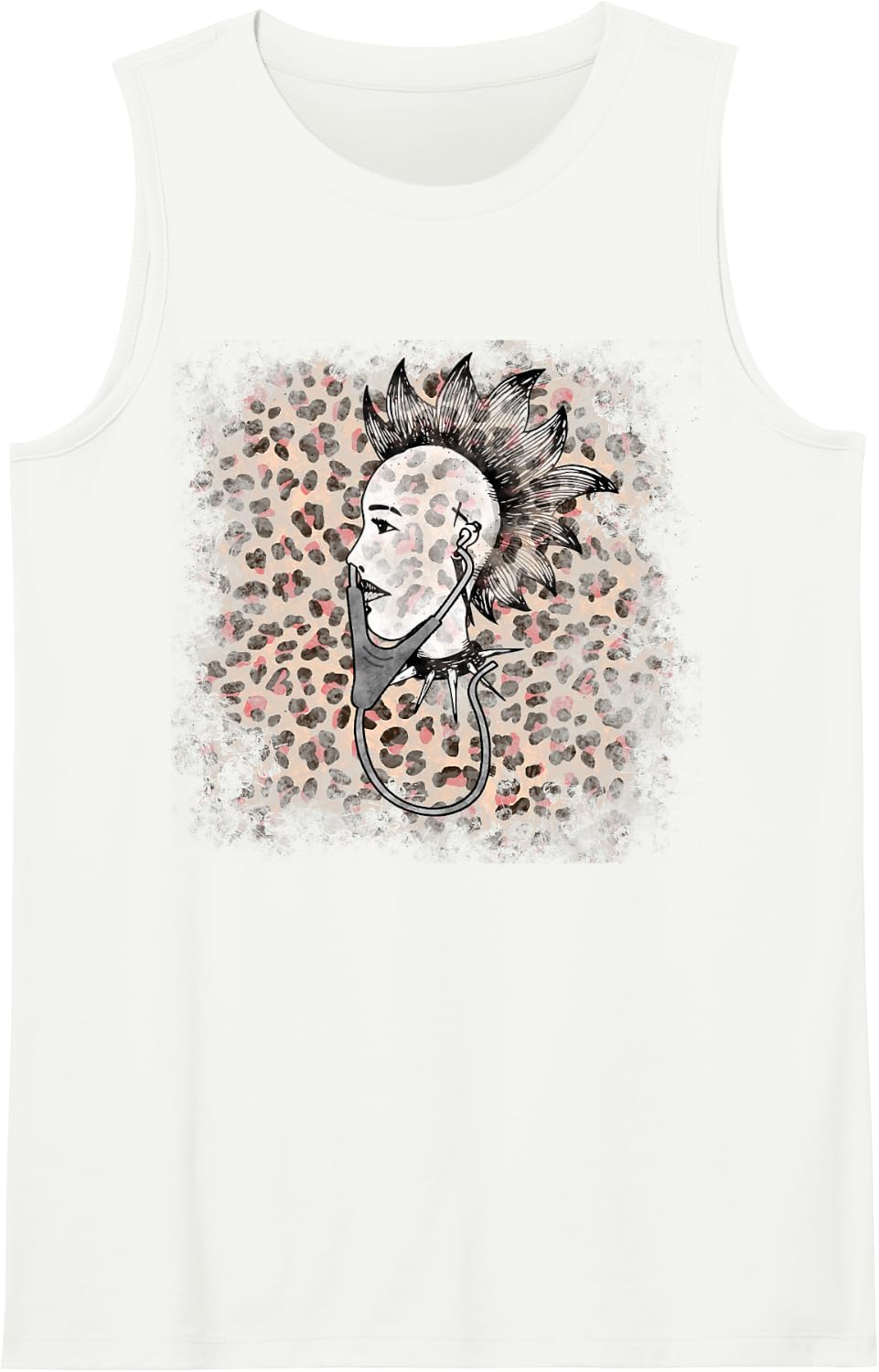 Rock & Roll Skeleton Nurse Hospital Satan Medicine Punk PSY Sleeveless Tank Top - White