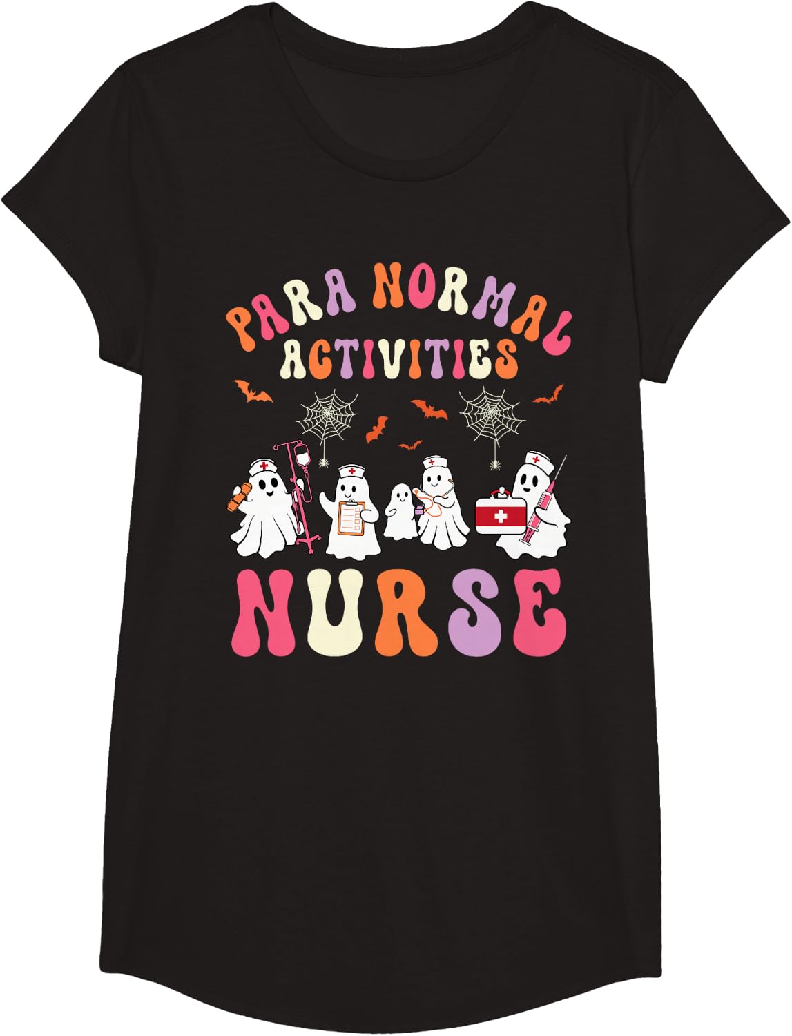 Retro Halloween Ghost para Normal Activities Nurse Women T-Shirt - Girls Black