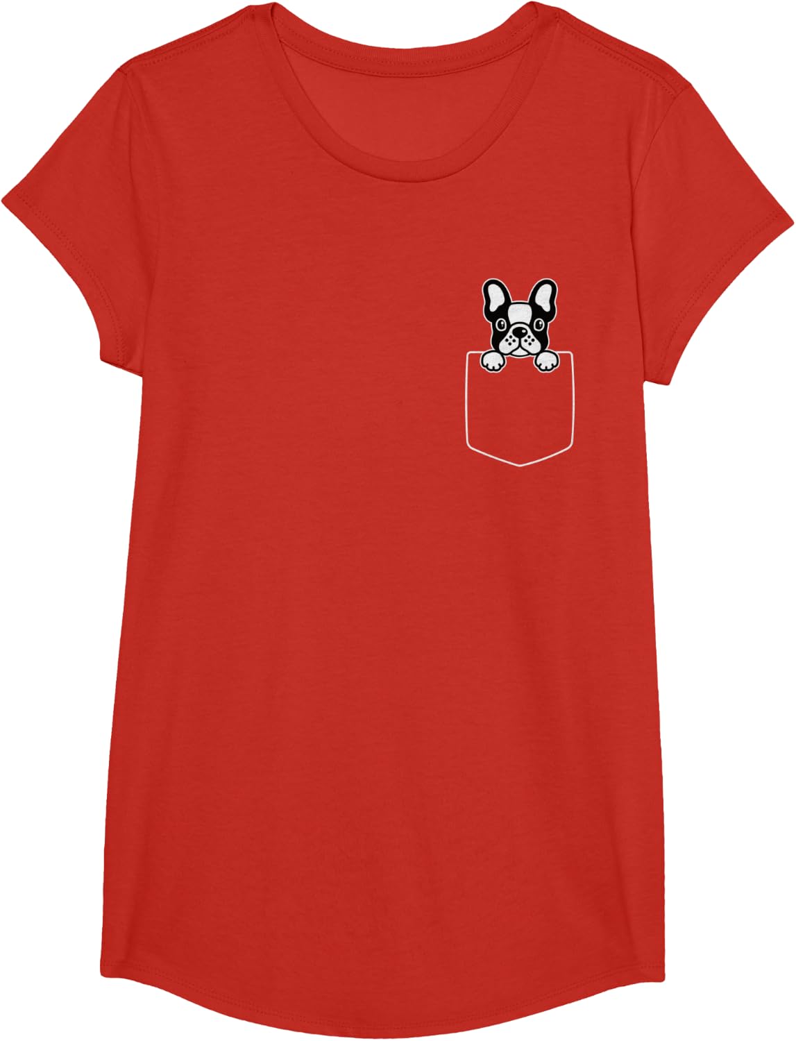Cute Pied French Bulldog Dog In Pocket Dogs Lover Pet Owner T-Shirt - Girls Red