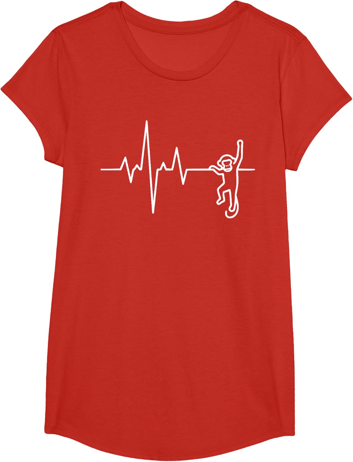 Heartbeat Monkey T-Shirt - Girls Red