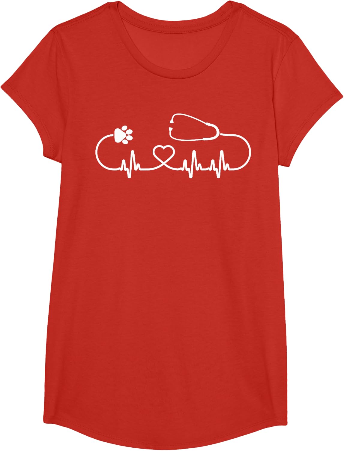 Cool Veterinarian Heartbeat | Funny Veterinary Worker Gift T-Shirt - Girls Red