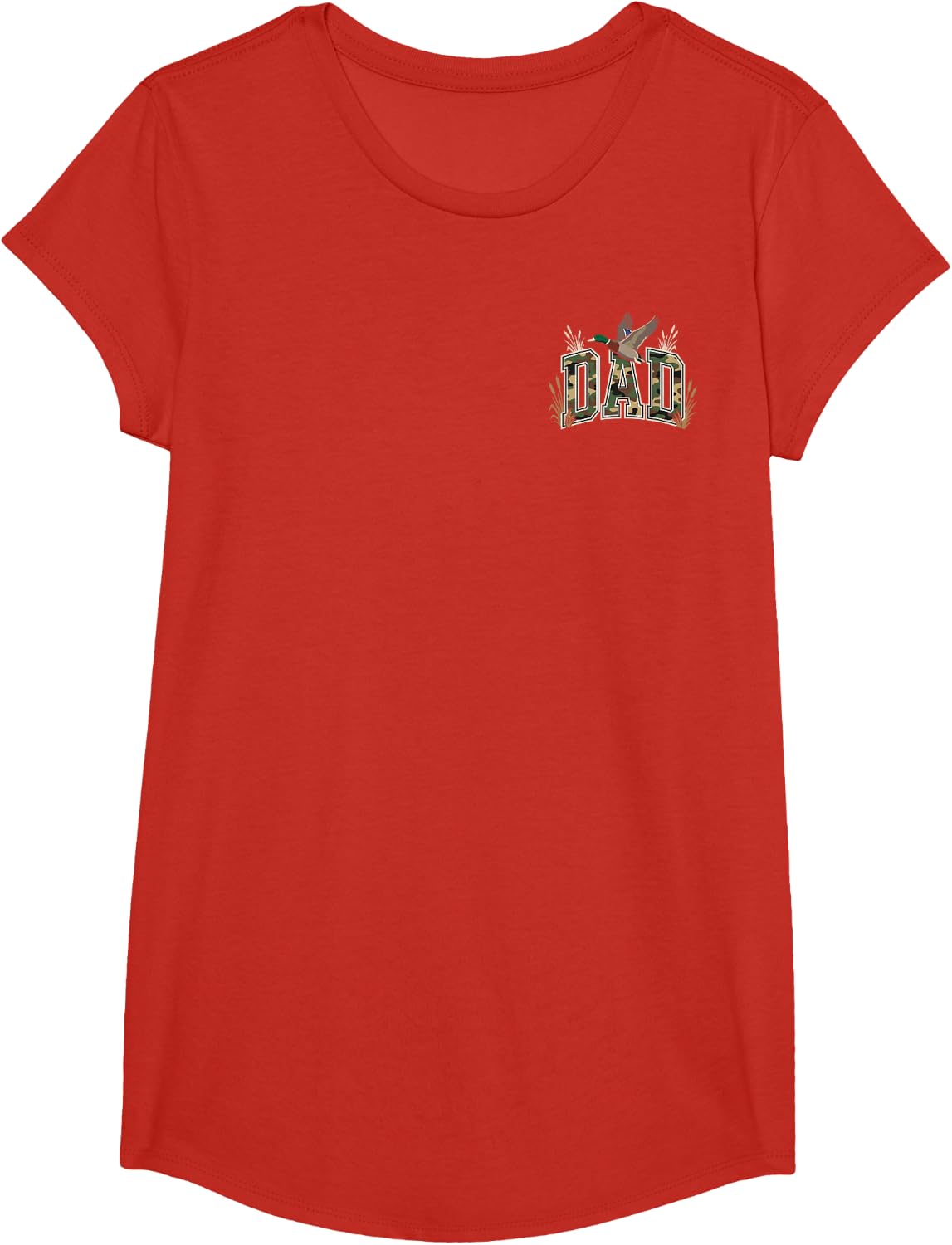 Dad Camo Mallard Duck Hunting Fathers Day Outdoors T-Shirt - Girls Red