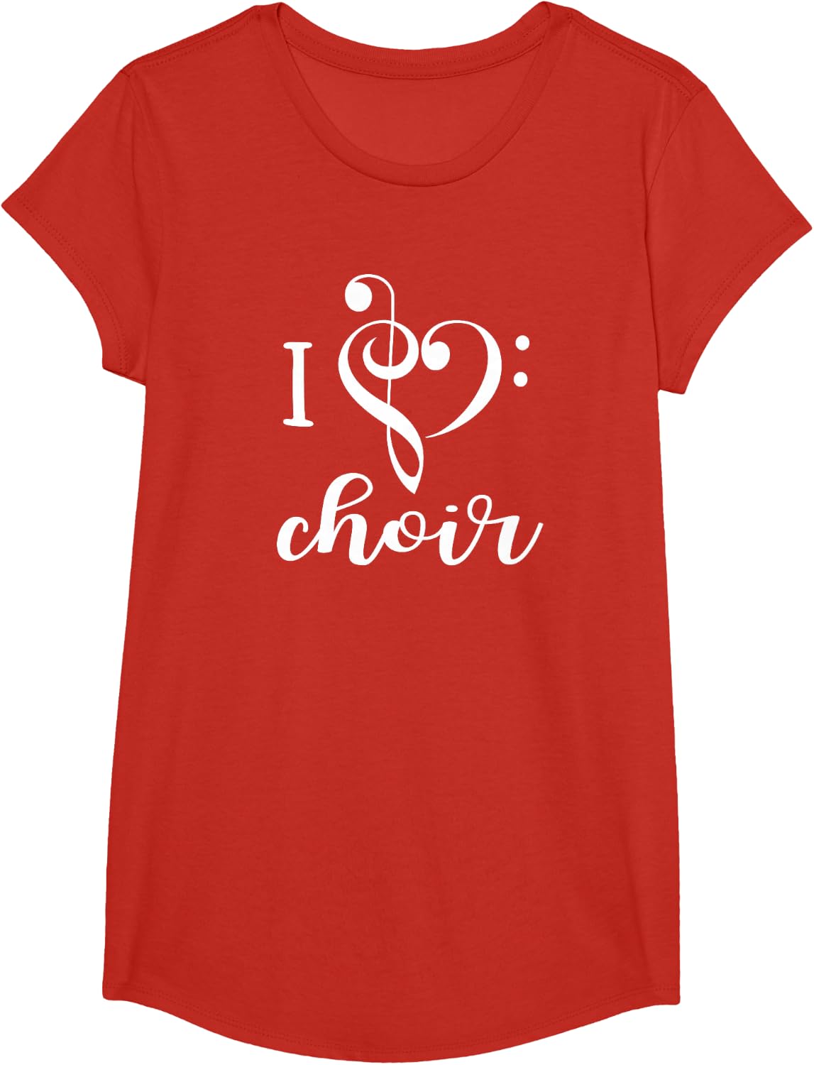 I Heart Choir T Shirt Love Music Chorus Treble Bass Clef T-Shirt - Girls Red
