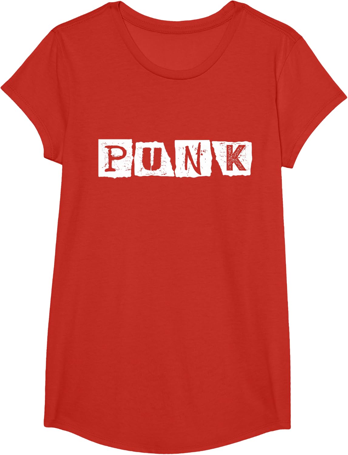 Punk Rock Alternative Music Retro Distressed Typography T-Shirt - Girls Red