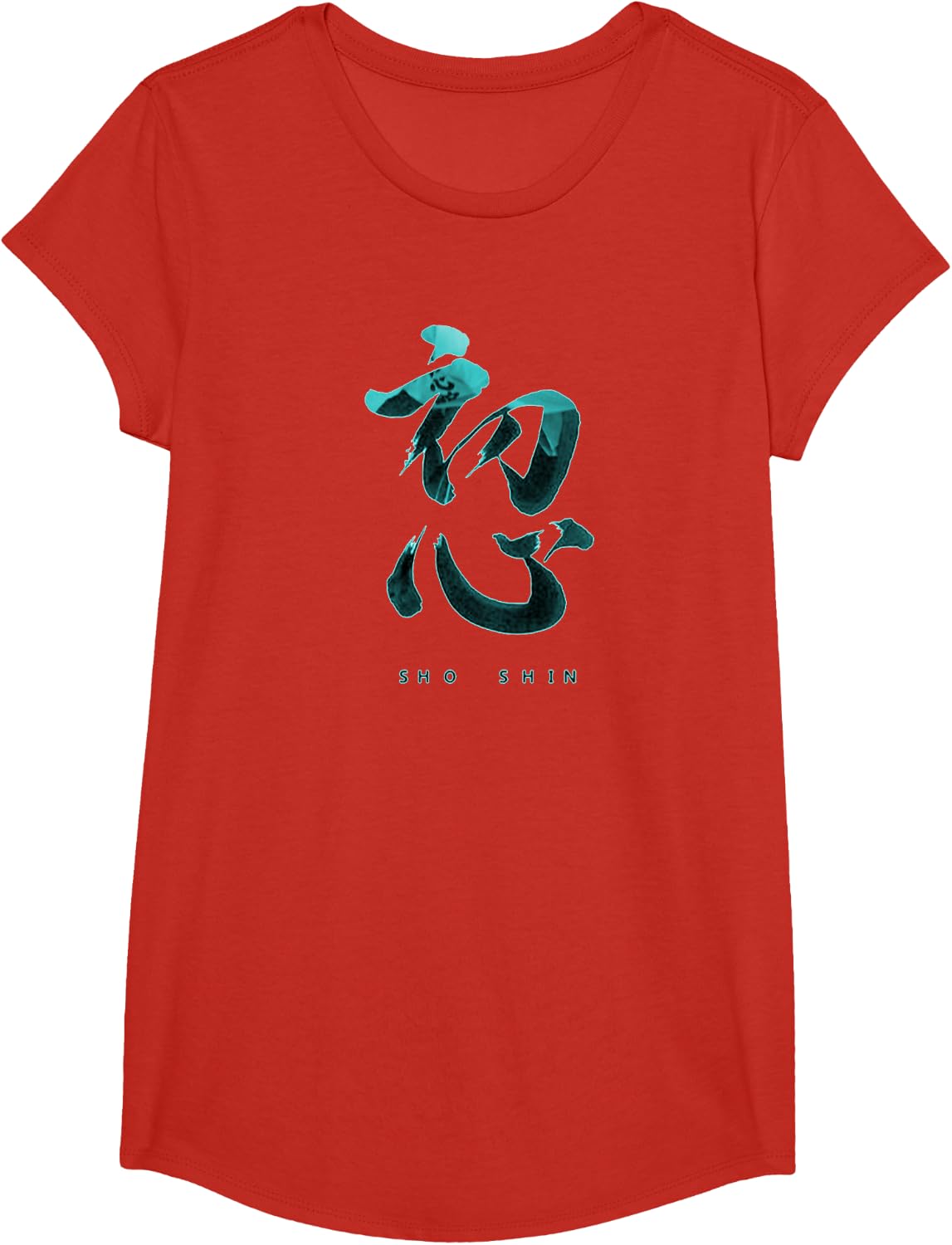 Shoshin T-Shirt -Zen Buddhism Beginners Mind Calligraphy Tee T-Shirt - Girls Red