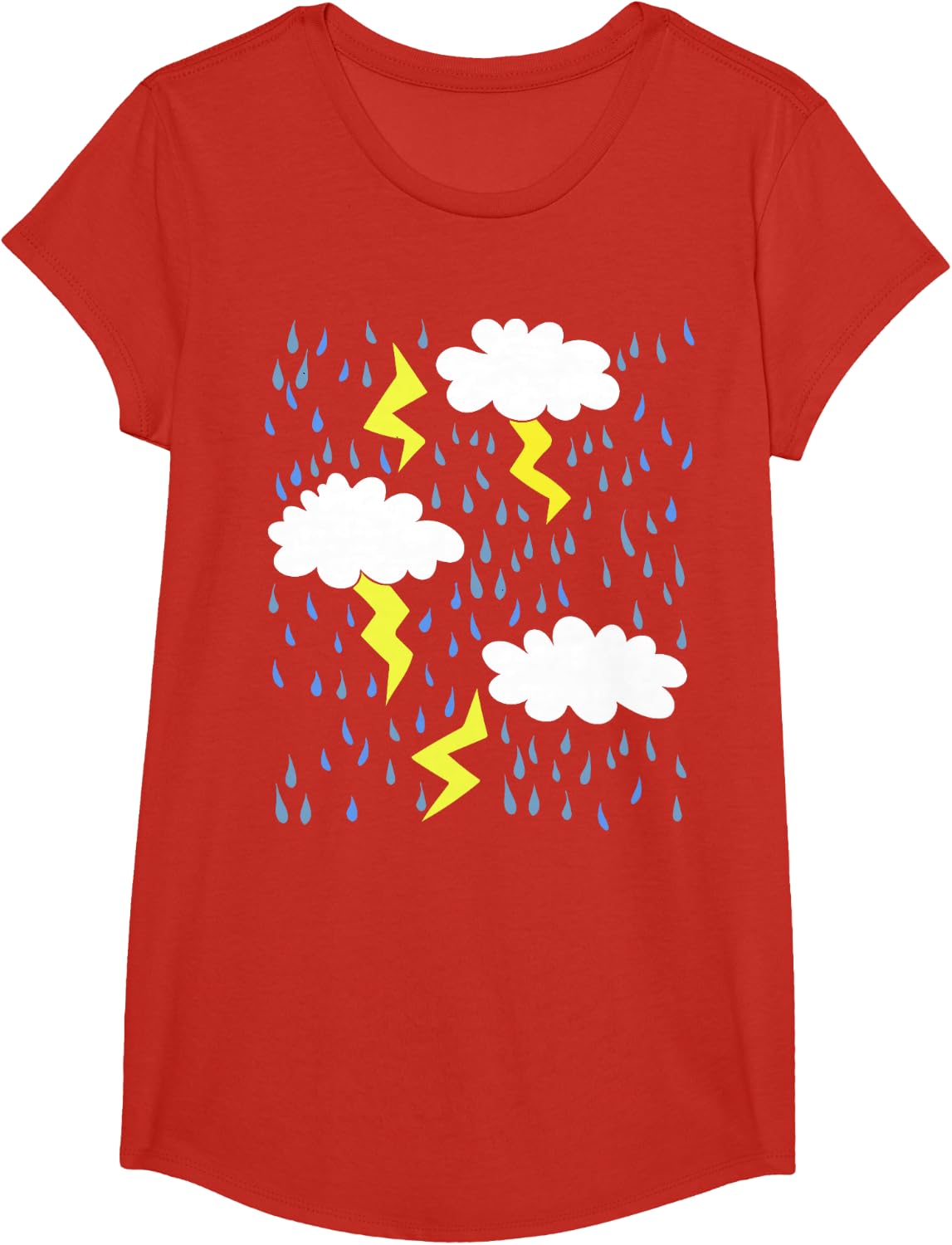 Rainy Rain clouds shirt thunder tee thunderstorm storms T-Shirt - Girls Red