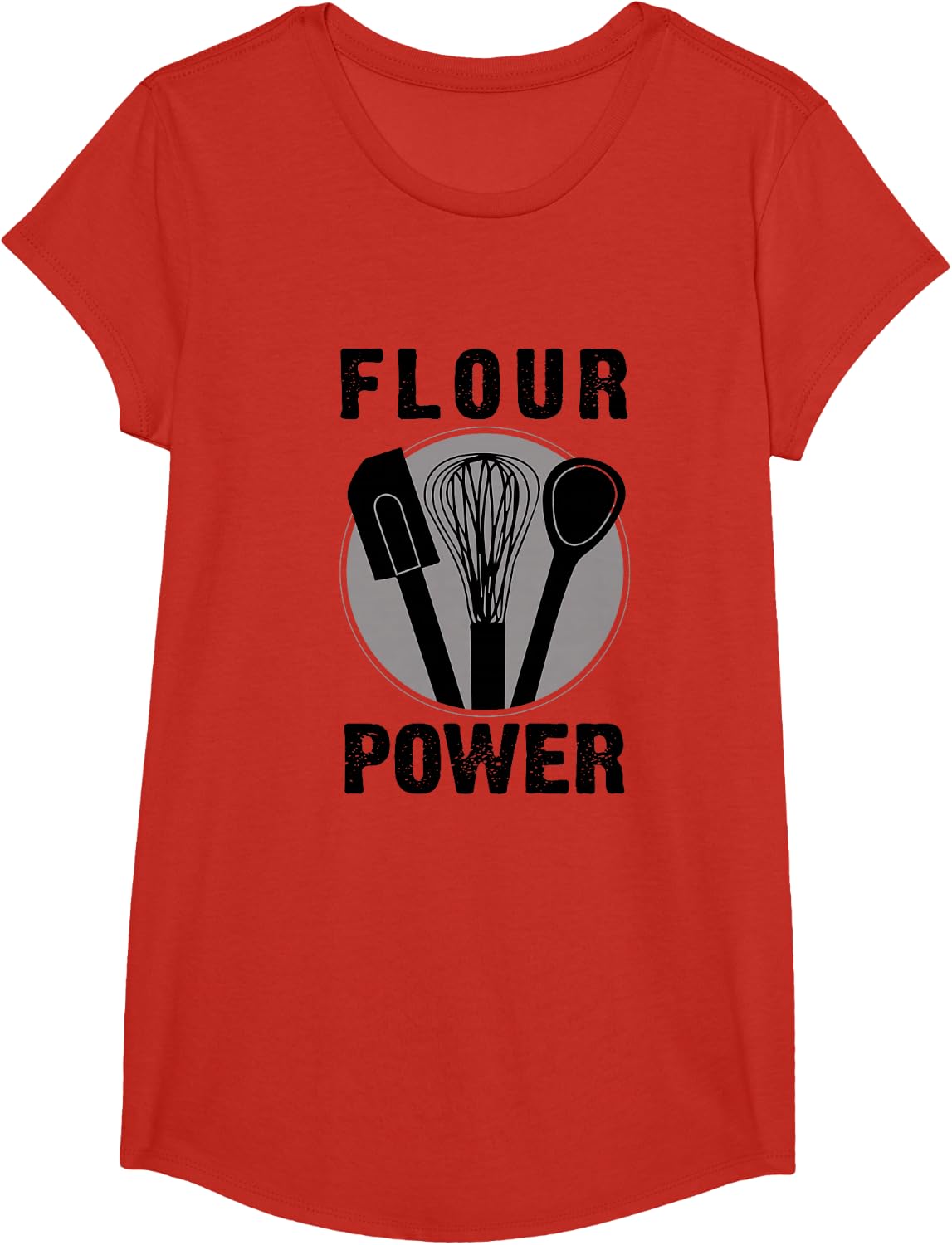 FLOUR POWER T SHIRT Baking Cooking Bread Making Chefs TShirt T-Shirt - Girls Red