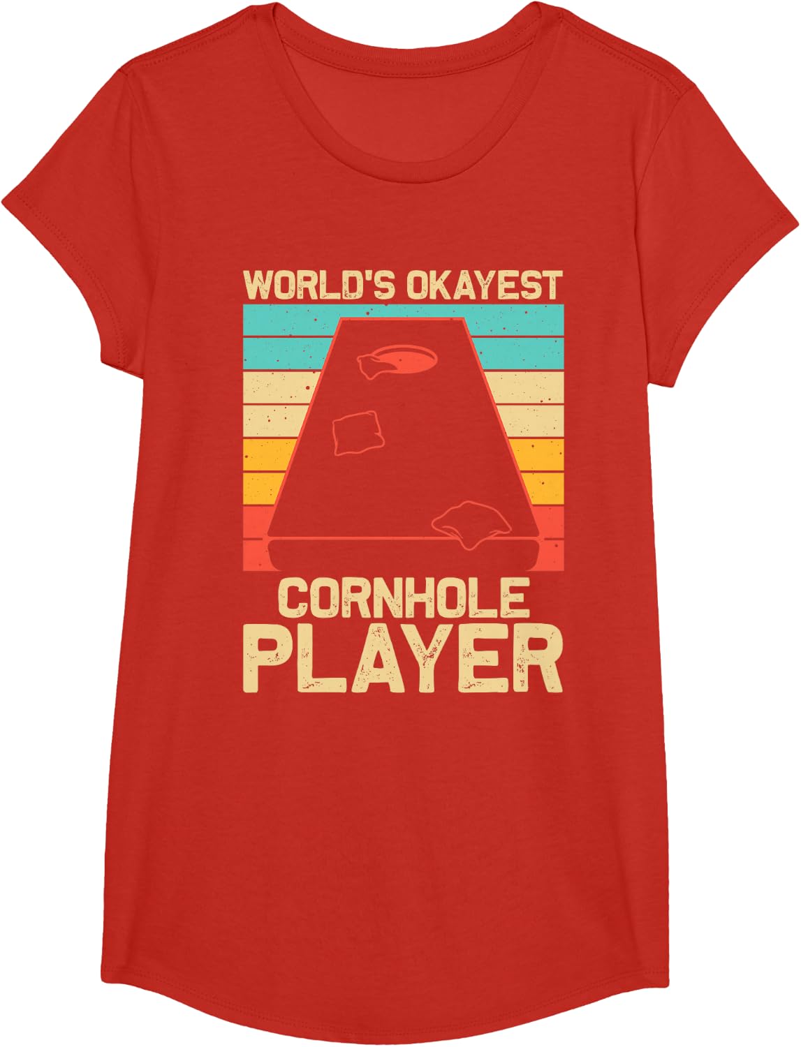 Funny Cornhole Gift for Men Women Bean Bag Toss Game Players T-Shirt - Girls Red