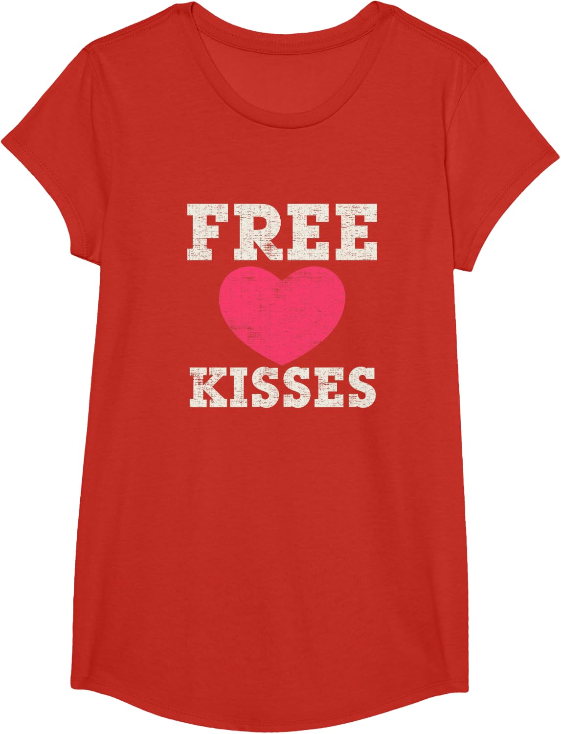 Free Kisses Valentine T-shirt T-Shirt - Girls Red