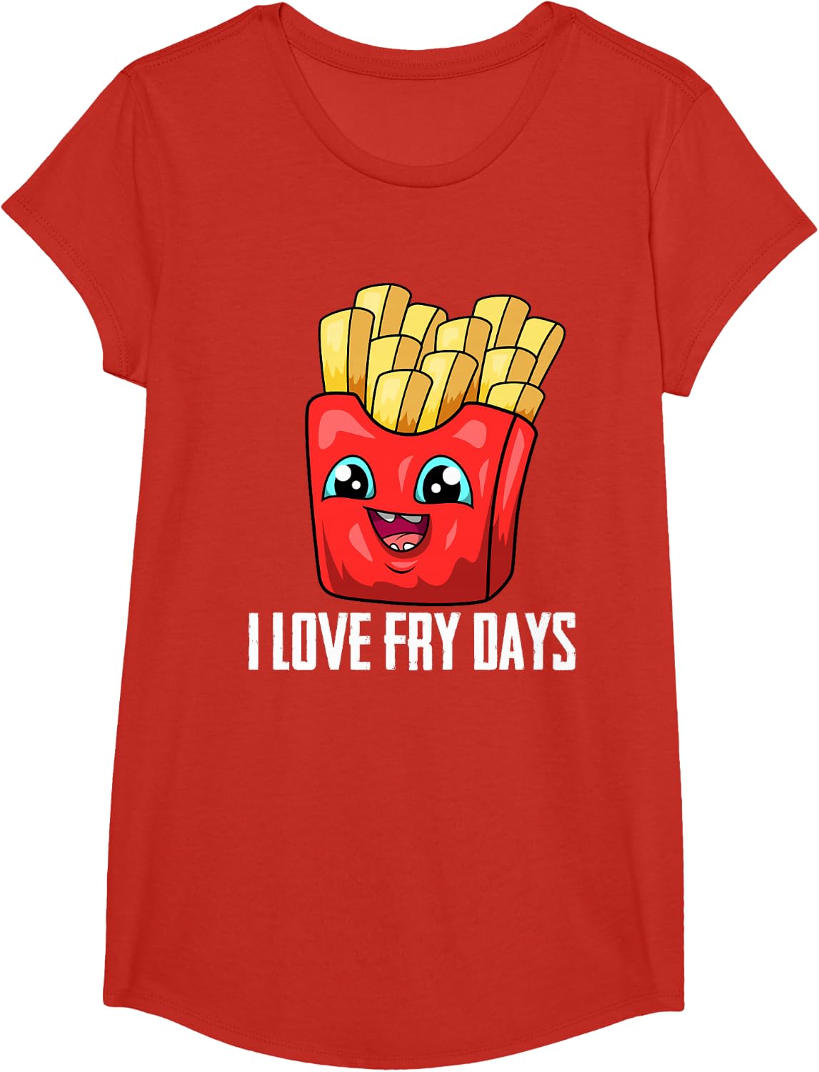 I Love Fry Days - Kawaii French Fries T-Shirt - Girls Red