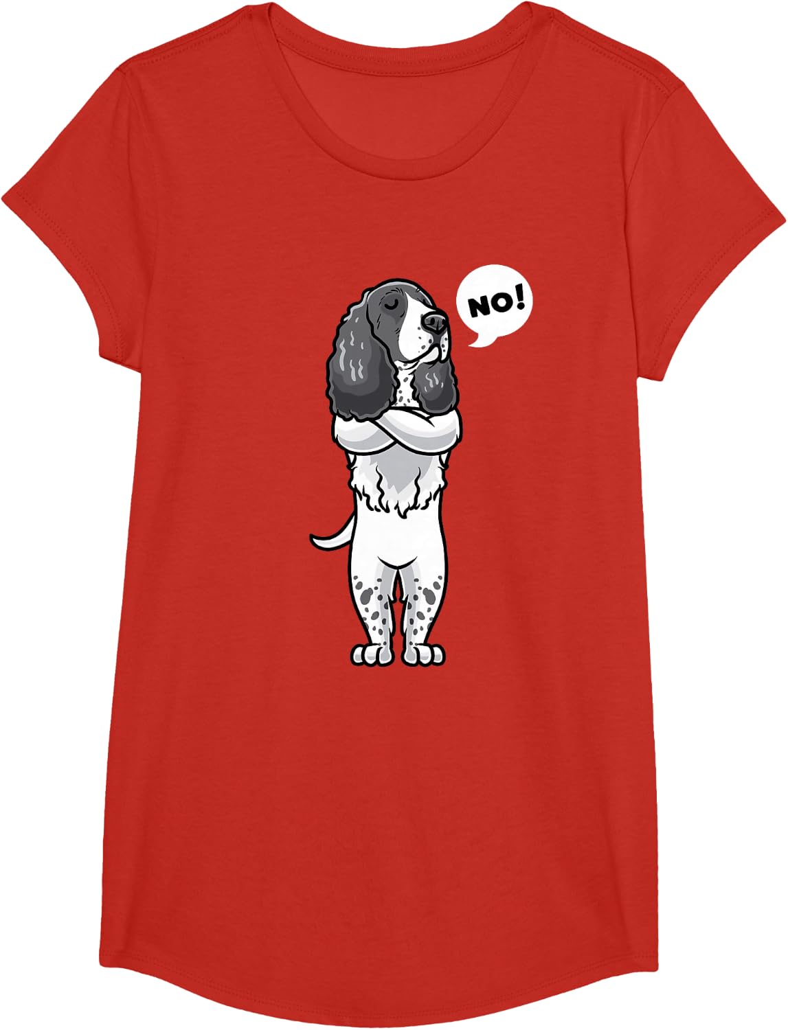Stubborn English Springer Spaniel Dog Funny T-Shirt - Girls Red