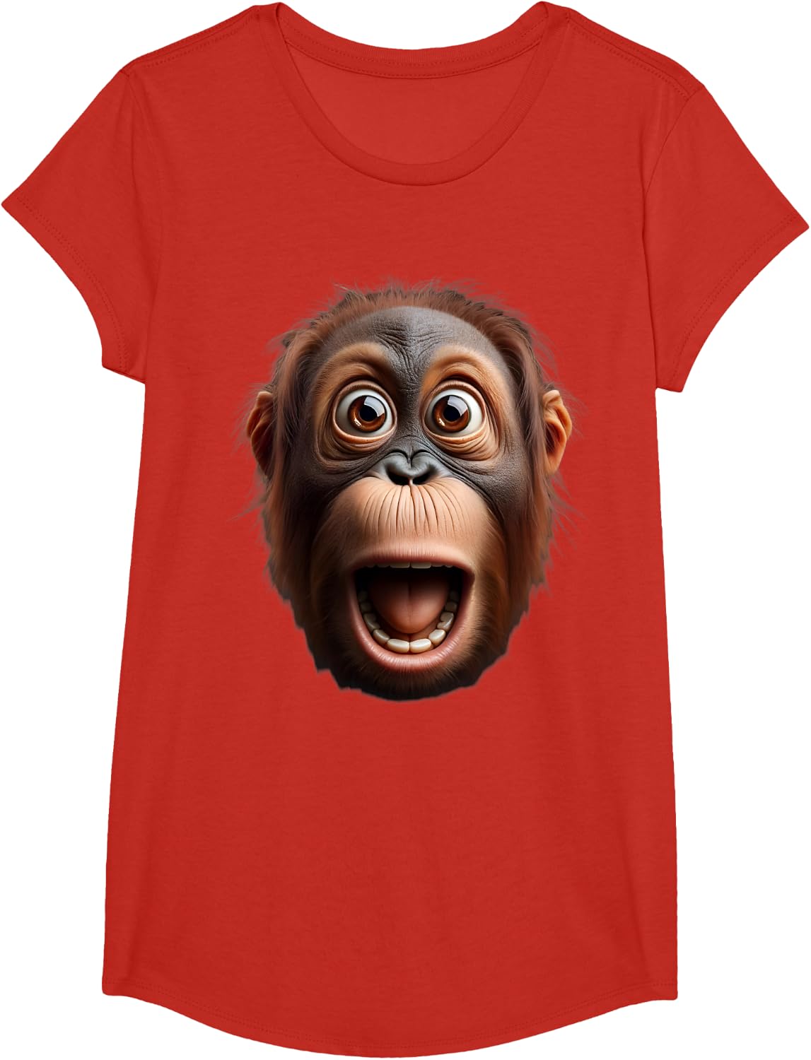 Funny Monkey Face orangutan T-Shirt - Girls Red
