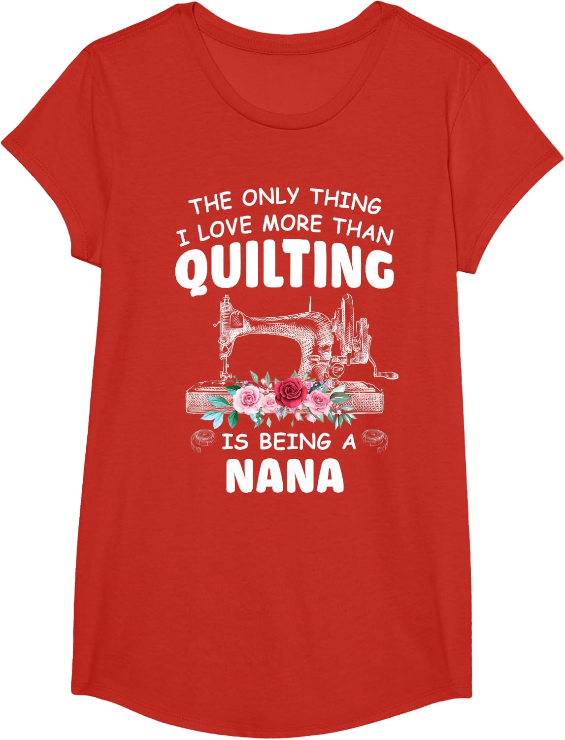 Quilting Nana Quilt Grandma T-Shirt Tee For Quilter & Sewer Gift Idea - Girls Red