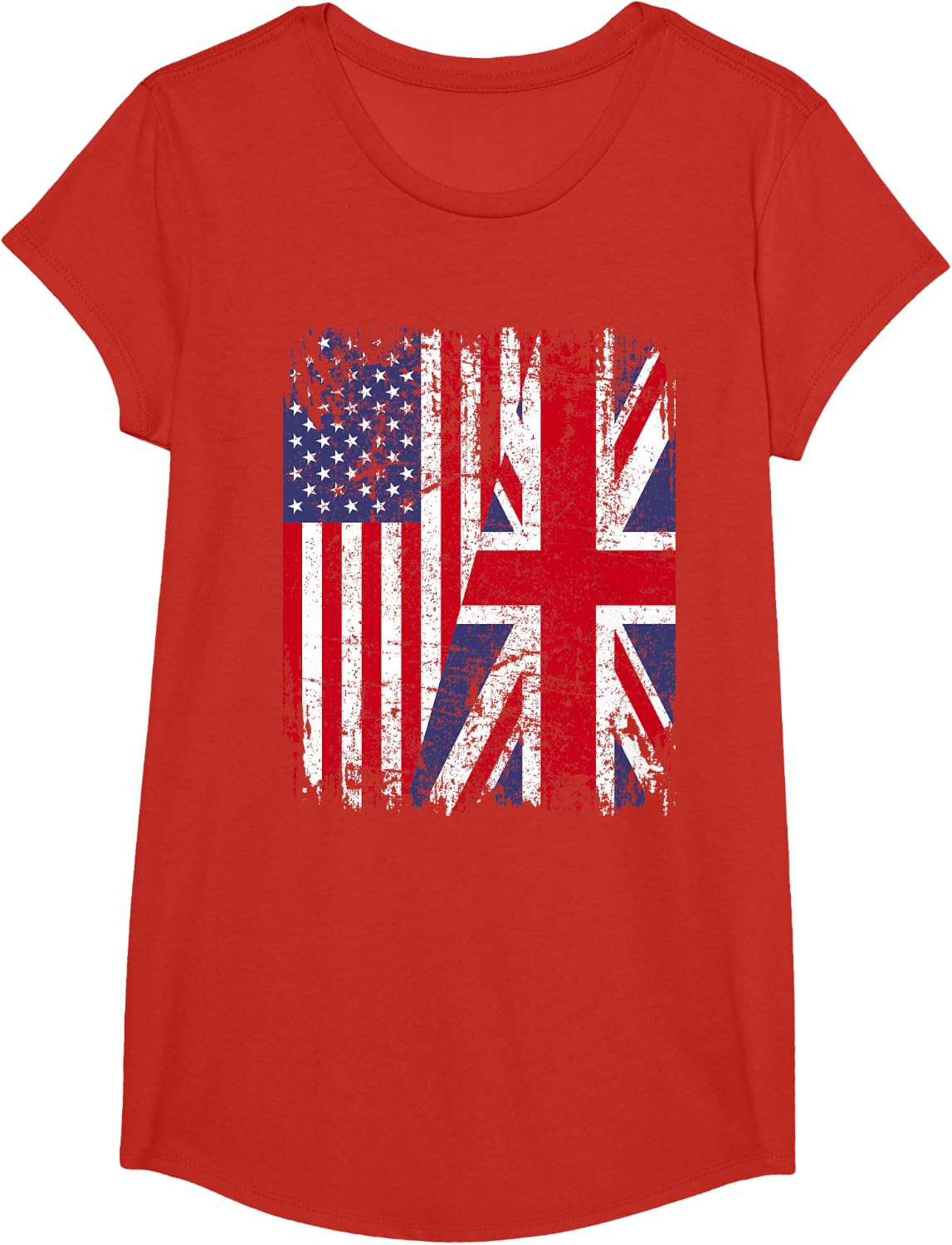 BRITISH ROOTS | Half American Flag | BRITAIN UK T-Shirt - Girls Red