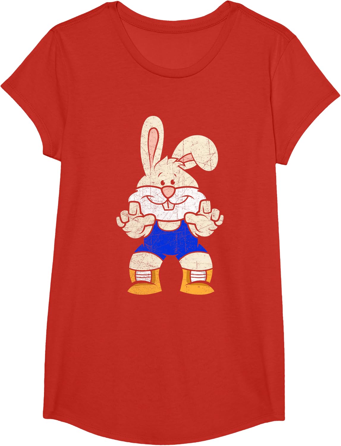 Wrestler Bunny T-Shirt Wrestlings Boys Easter Outfit T-Shirt - Girls Red