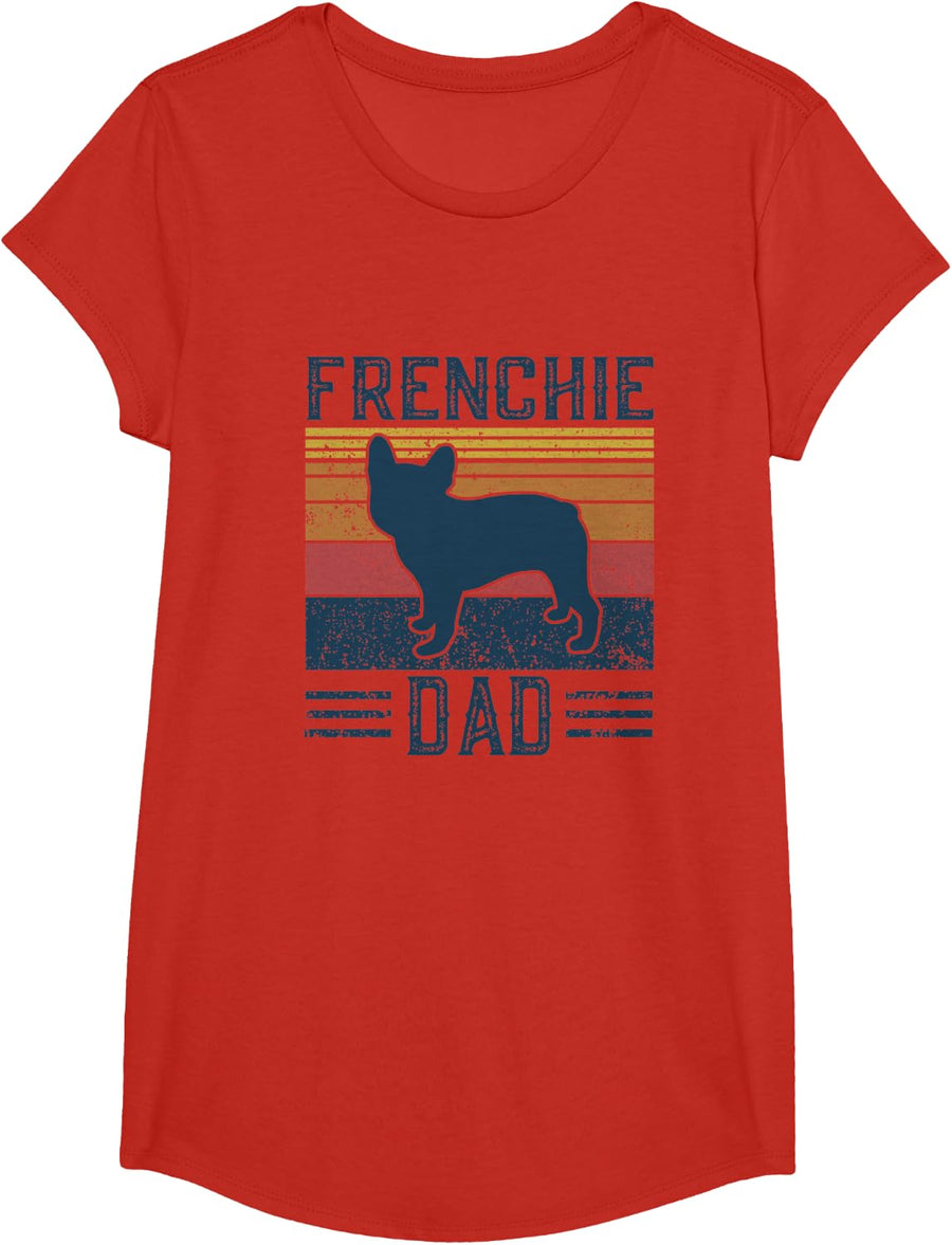 Vintage Frenchie Dad French Bulldog T-Shirt Tee For Dog Lovers Men Women - Girls Red