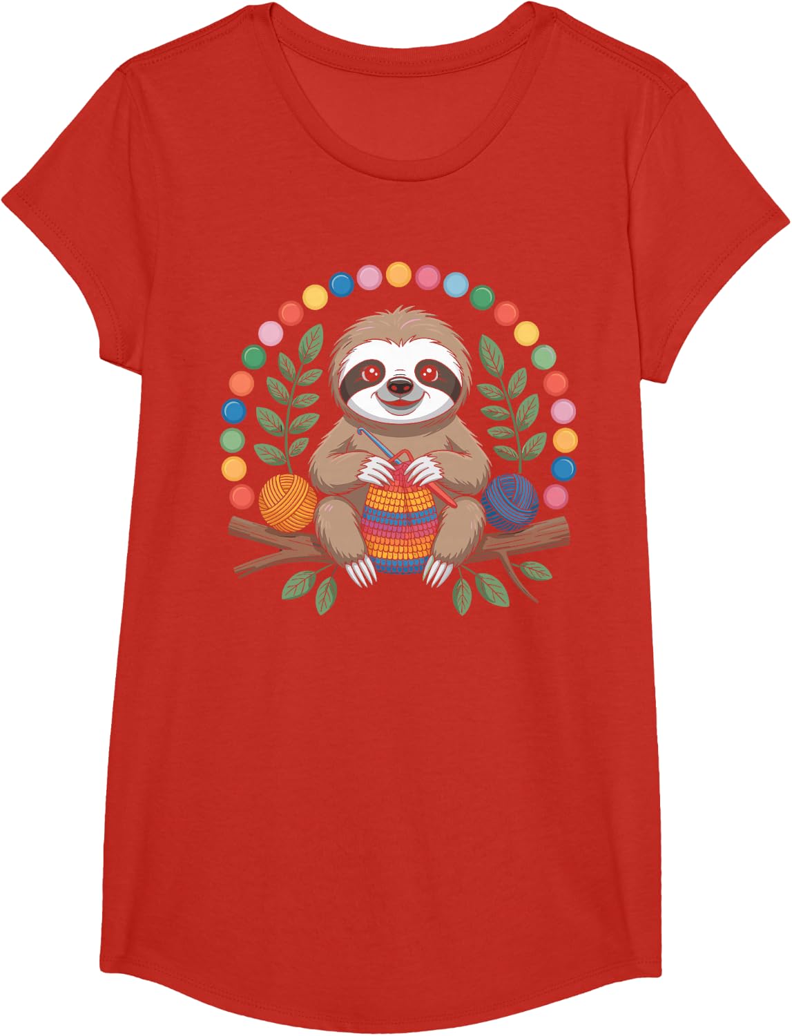 Sloth Crocheting Crochet Funny Crocheter Tees T Shirts for Women Men - Girls Red