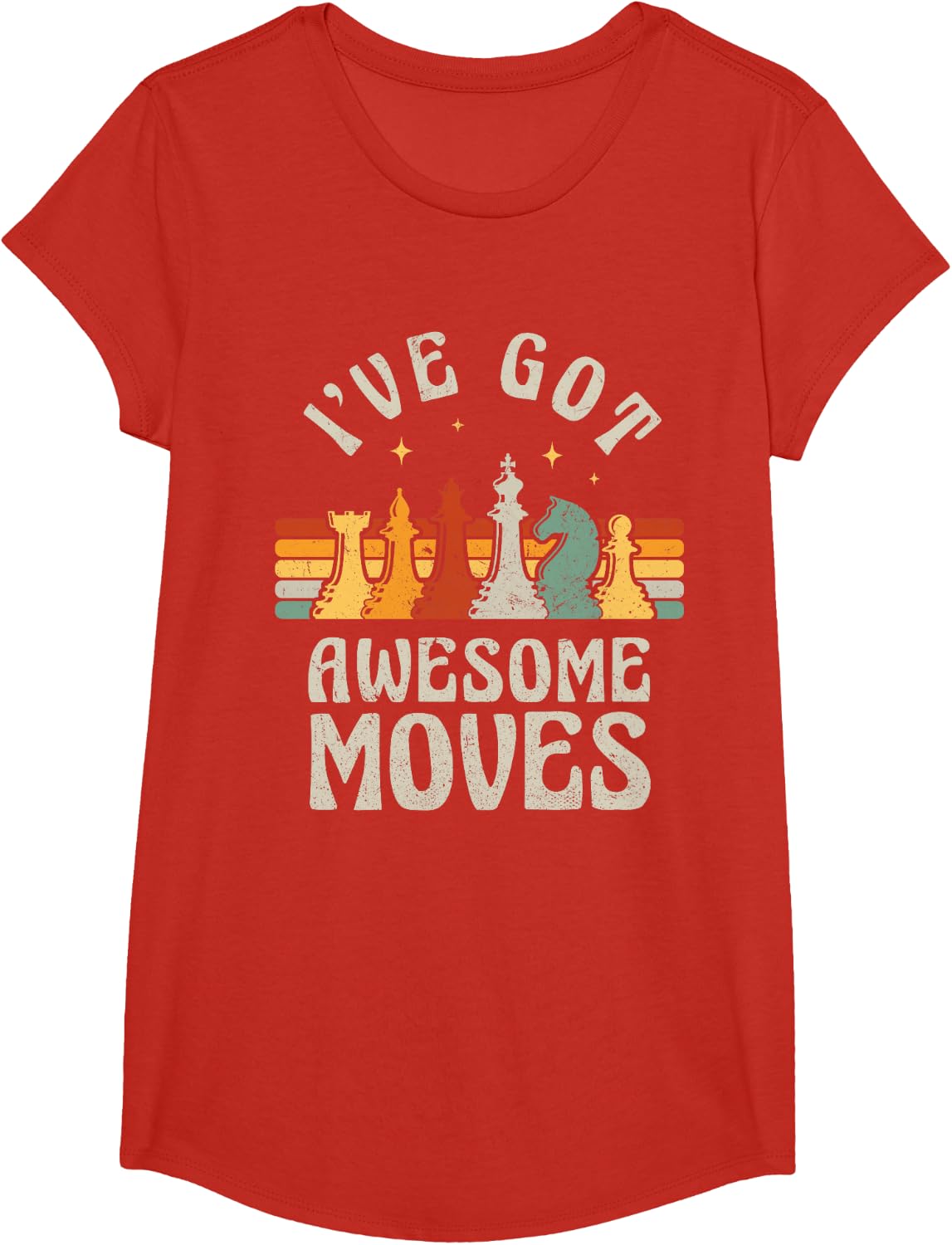 Funny Chess Player Pieces Retro I've Got Awesome Moves T-Shirt - Girls Red