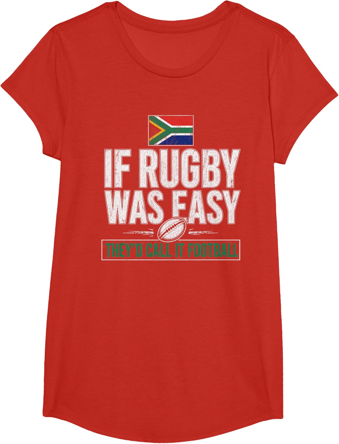 South African Rugby If Rugby was Easy T-Shirt - Girls Red
