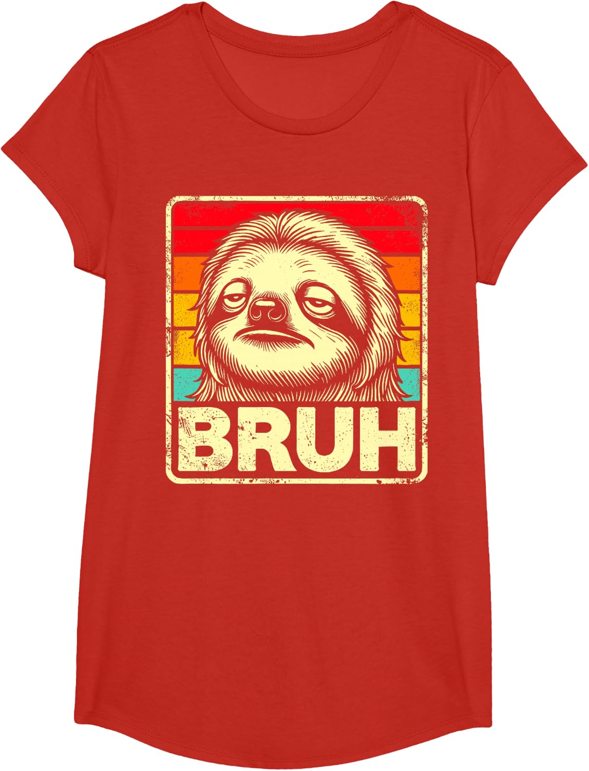 Funny Meme Sloth Bruh Graphic Tees T Shirts for Men Women Boys Girls - Girls Red