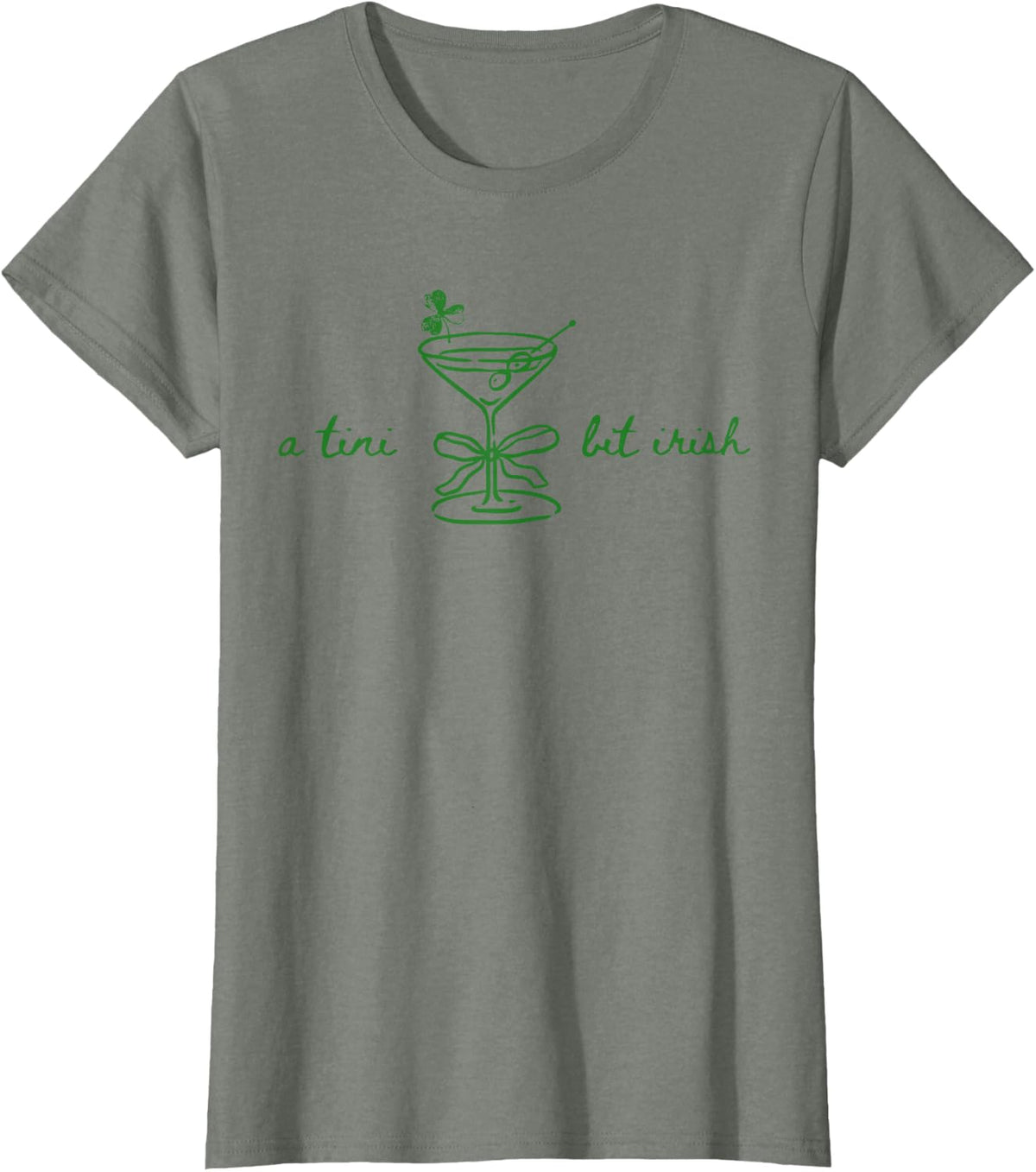 Funny Retro A Tiny Bit Irish Cocktail Lovers St Patricks Day T-Shirt - Olive Heather