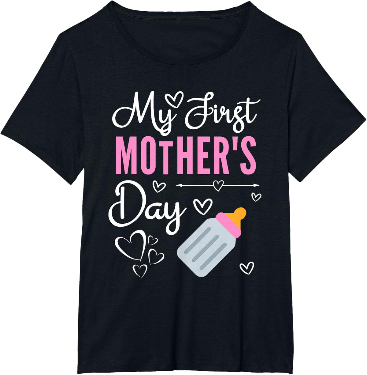 1st Mothers Day As A Mom Baby Bottle My First Mothers Day T-Shirt - Black