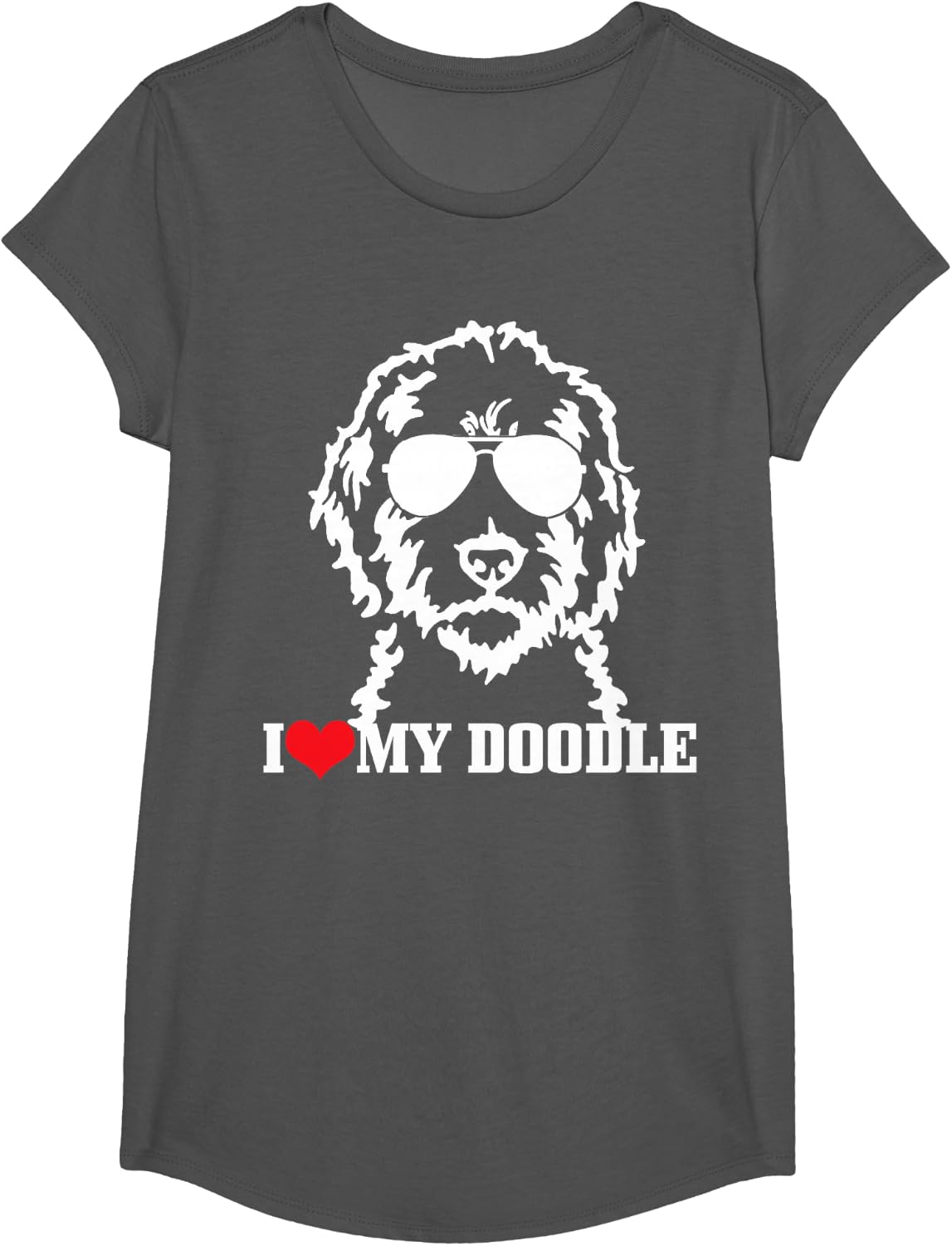 Goldendoodle I Love My Doodle Mom Labradoodle Dog Funny Gift T-Shirt - Girls Asphalt Grey