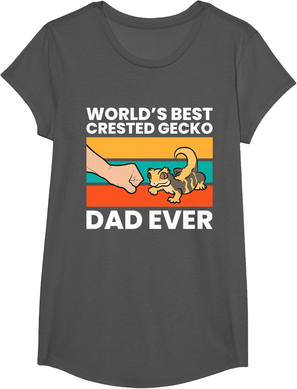 World's Best Crested Gecko Dad Ever T-Shirt - Girls Asphalt Grey