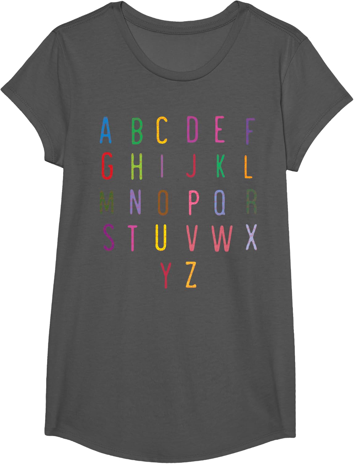Alphabet Monsters ABC Letters Learning Kindergarten Pre K T-Shirt - Girls Asphalt Grey