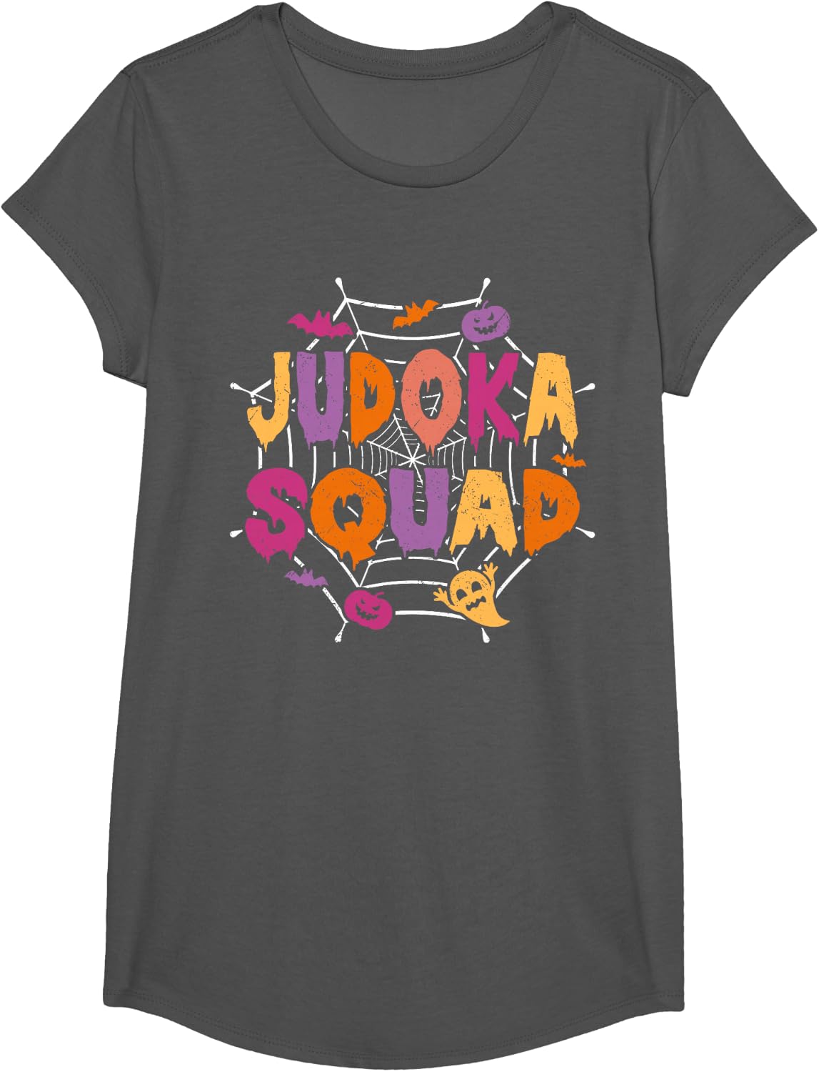 Halloween Judoka Squad Matching Judo Sensei T-Shirt - Girls Asphalt Grey