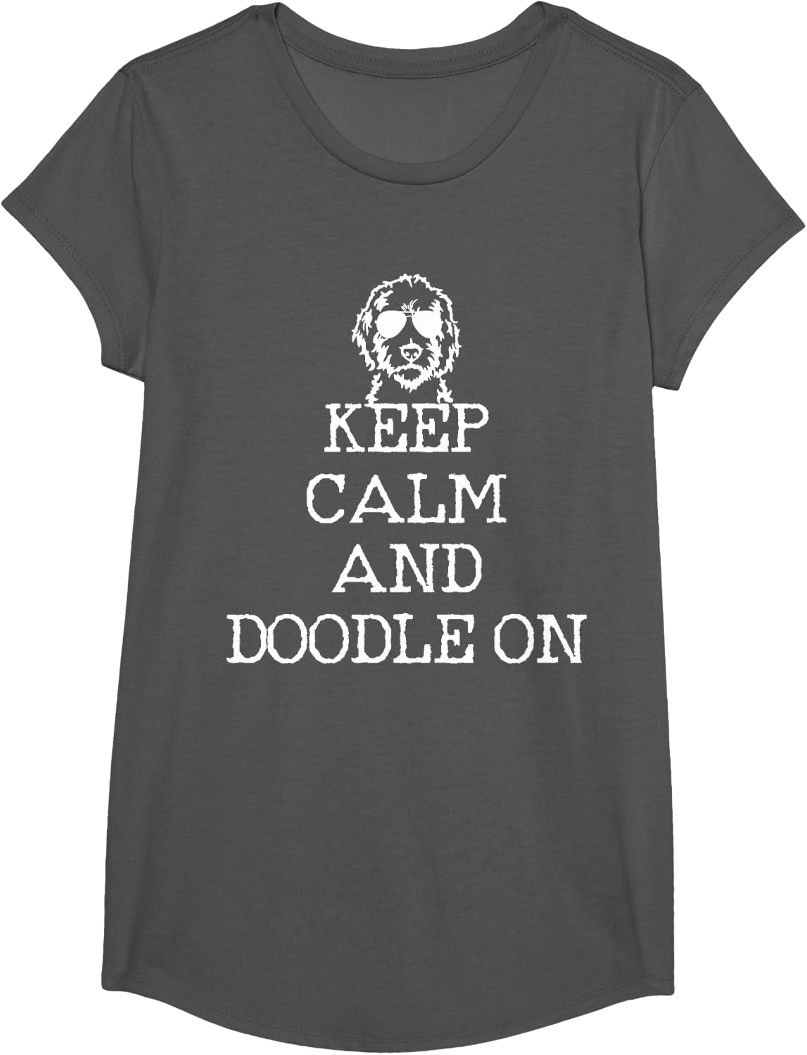 Goldendoodle - Keep Calm And Doodle On Funny Dog Lover Gift Men Women Girls Kids T-Shirt - Girls Asphalt Grey