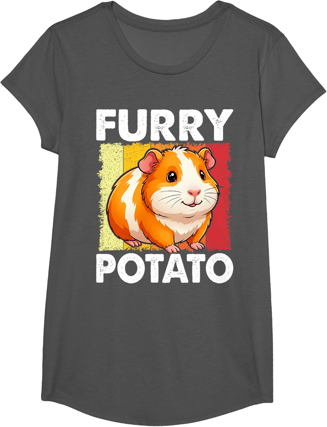 Guinea Pig Furry Potato Vintage Guinea Pig Funny T-Shirt - Girls Asphalt Grey