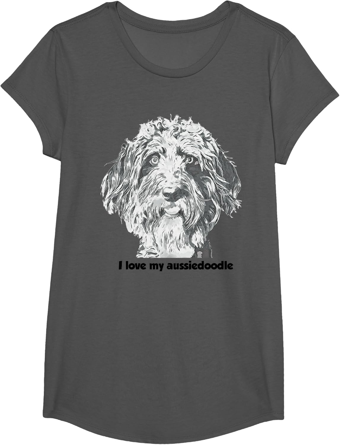 I love my aussiedoodle t-shirt T-Shirt - Girls Asphalt Grey