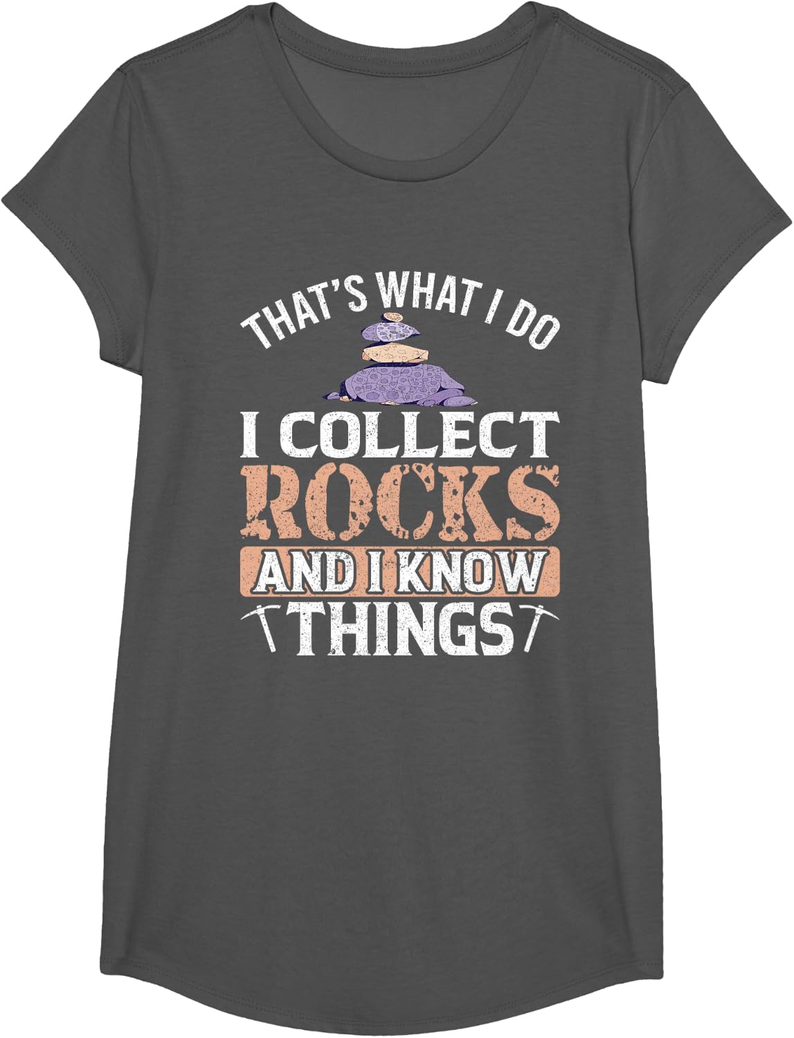 Thats What I do Collect Rocks and Know Things Rock Collector T-Shirt - Girls Asphalt Grey