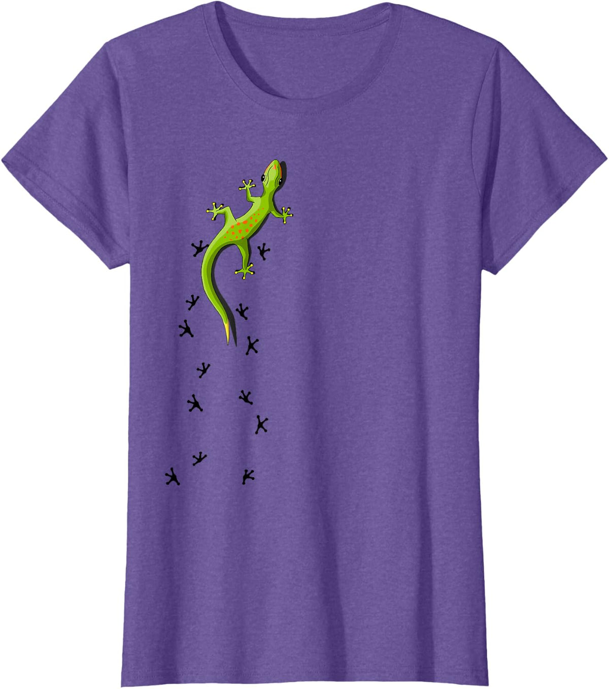 Casual Salamander Reptile with Traces Climbing Gecko T-Shirt - Purple Heather