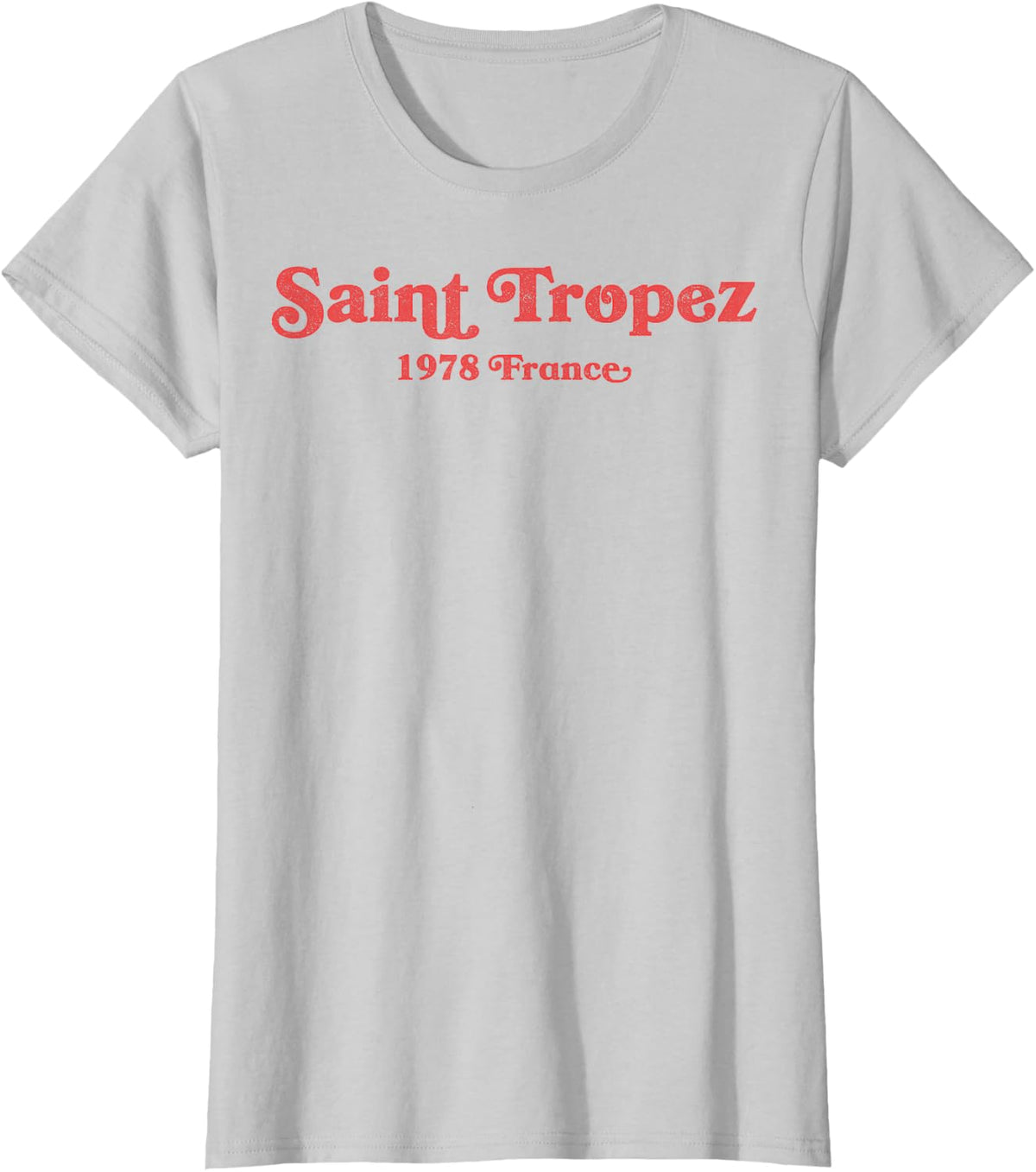 Saint Tropez France 1978 Vintage Retro Travel T-Shirt - Silver Grey