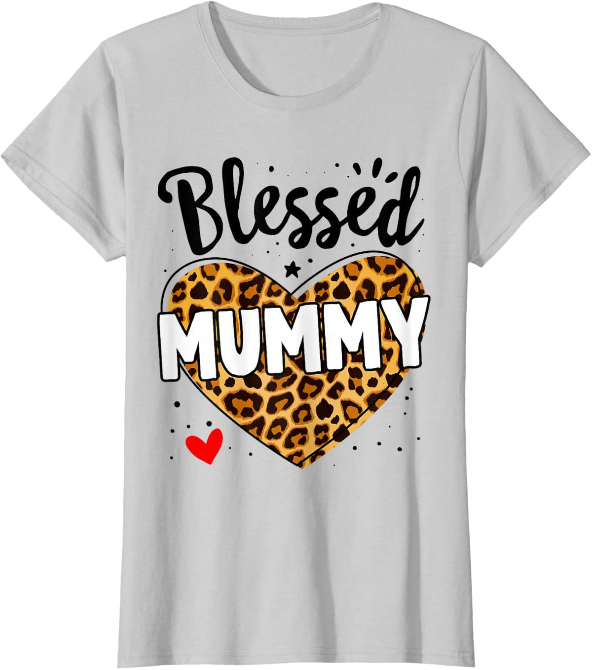 Blessed Mummy Leopard Print Nana Mother's Day Grandma Mama T-Shirt - Silver Grey